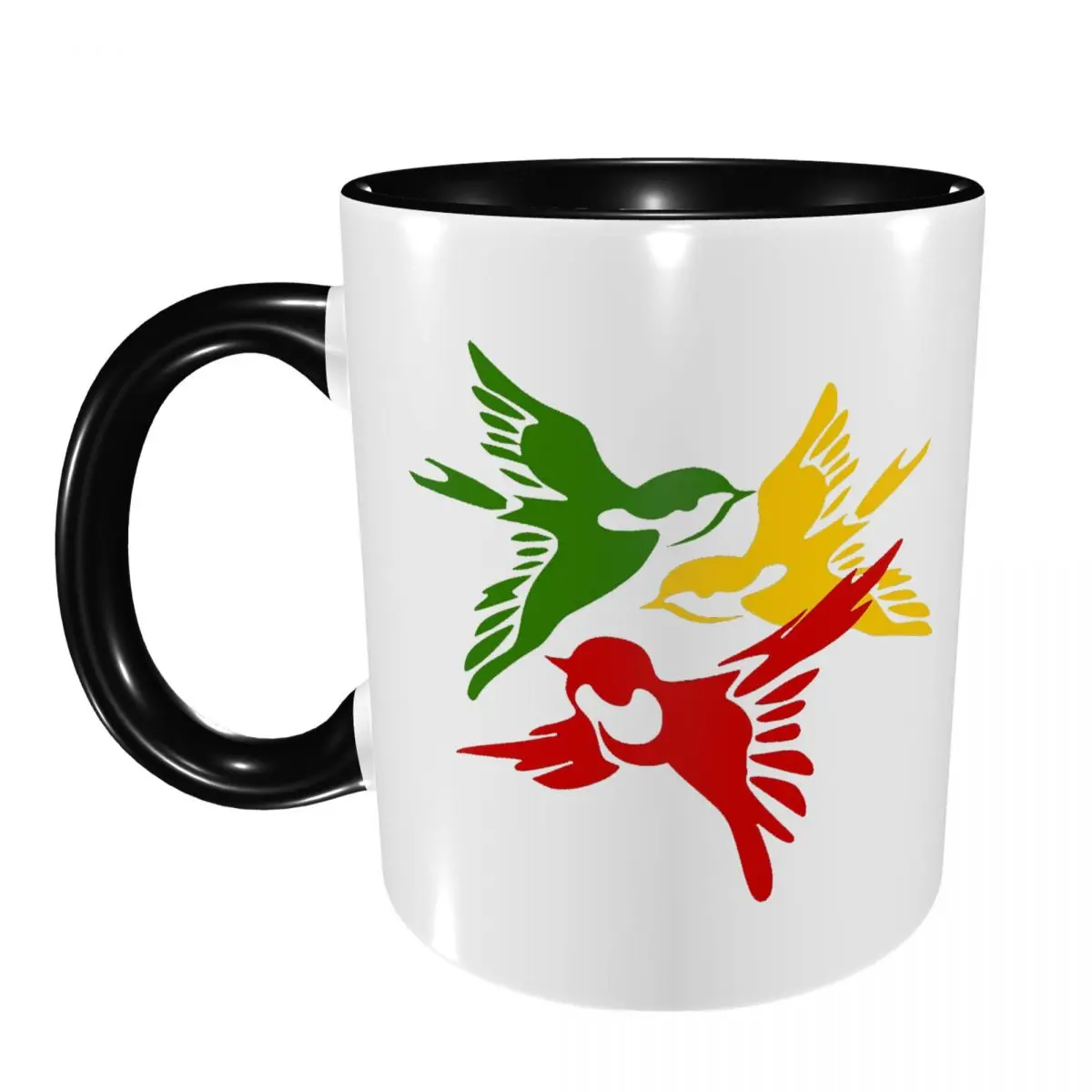 Kawaii Three Little Birds Reggae Mug Funny Ceramic Coffee Cups Tea Mugs Milk Cup Drinkware Gift for Woman Man
