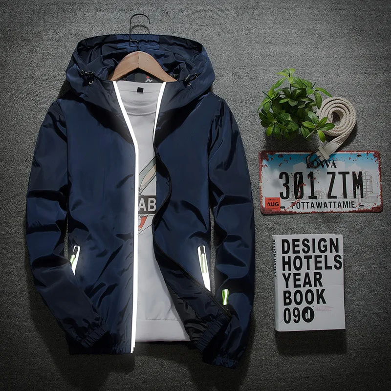 Men's Plus Size Sun Protection Jacket Long Sleeve Windbreaker Breathable Quick-dry Reflective Running Cycling Coat Outdoor