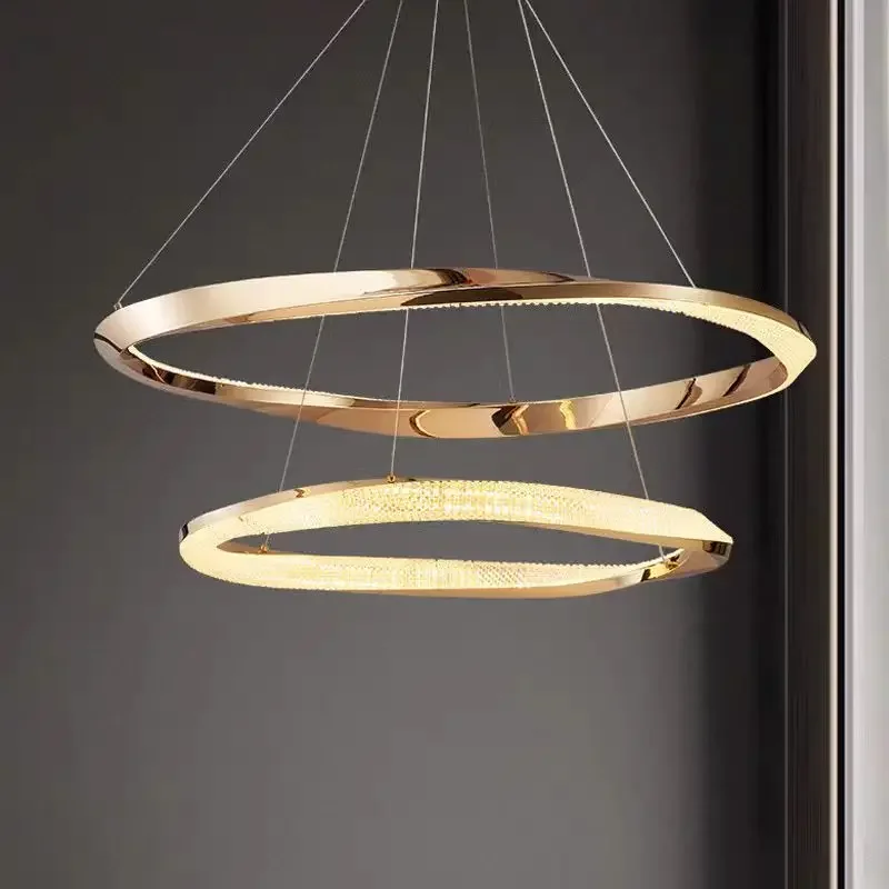 

Led Creative Chandelier For Living Room Modern Home Decor Hanging Lamp Gold Round Indoor Lighting Luxury Bedroom Acrylic Lustre
