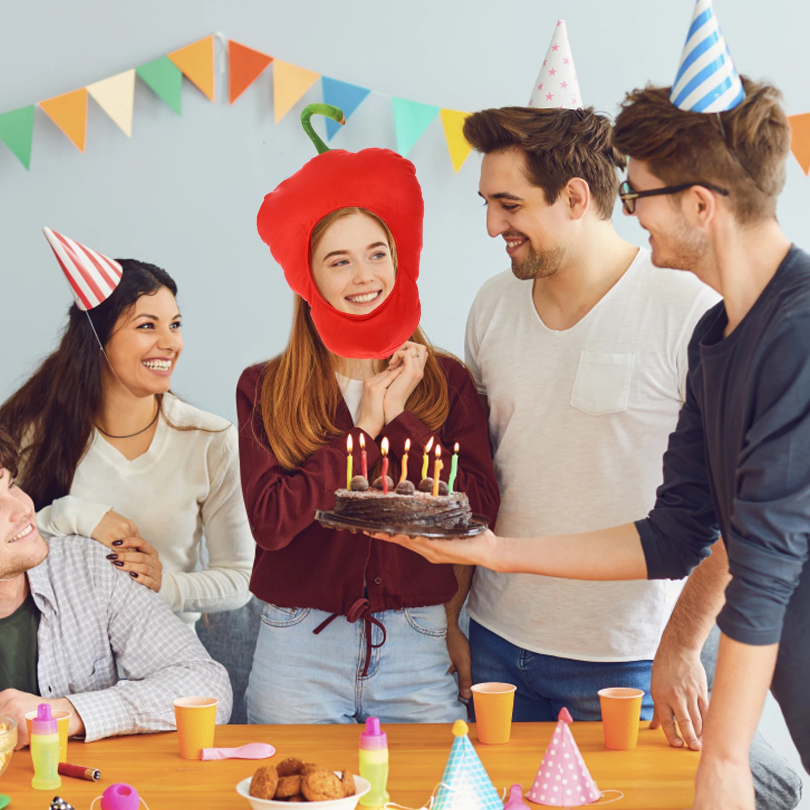 

Red Pepper Hat Birthday Party Cosplay Headgear Fedora Elegant Photo Prop Comfortable Stylish Novelty Accessory Lightweight