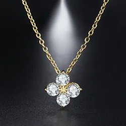 Women's Neck Chain Simple Daily Crystal Flower Pendant Necklaces Gold Color Chokers Birthday Gift For Girls Fashion Jewelry N087