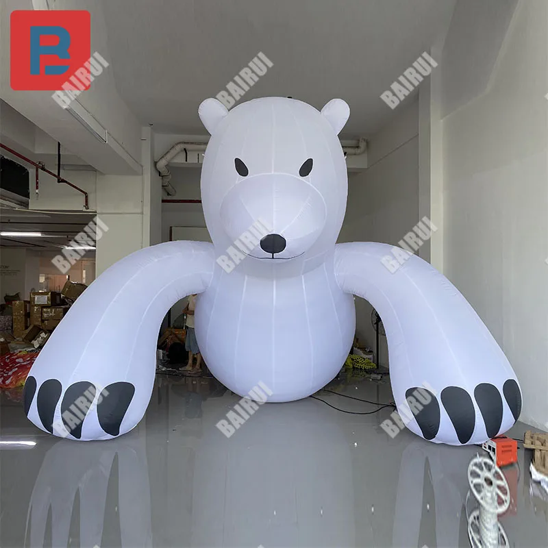 

Inflatable cartoon Hercules Polar Bear Model Ice and Snow World theme park mall atrium lighting IP advertising props