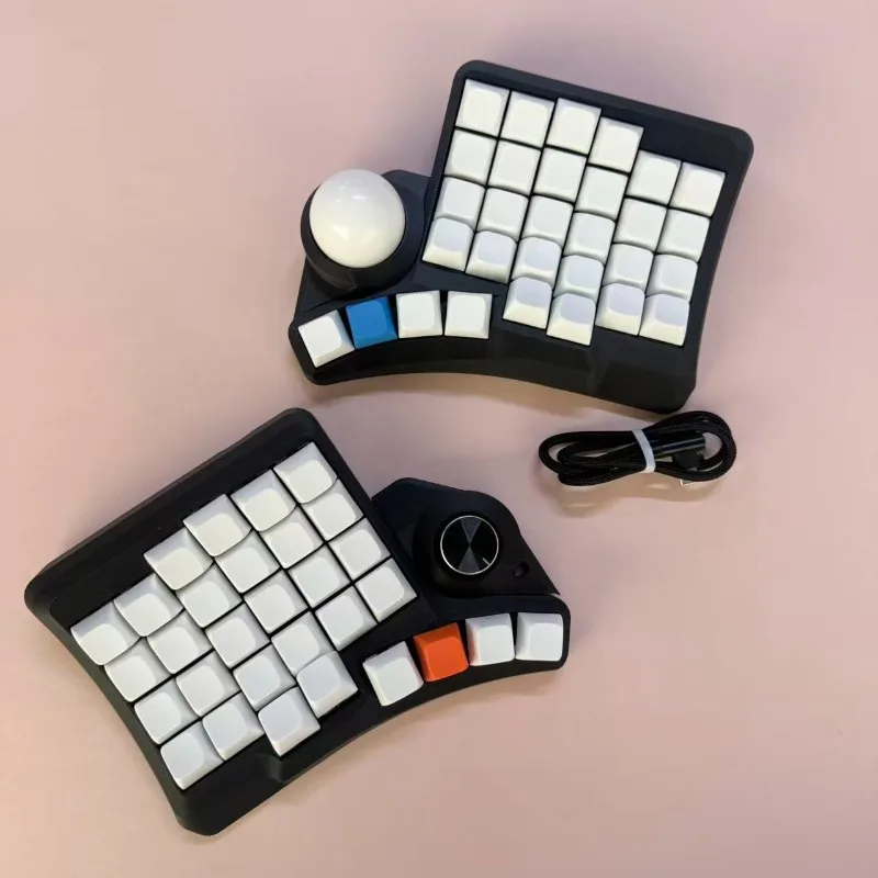 HPD v2 Theme Механическая клавиатура с изогнутым дизайном Проводная горячая замена QMK Трекбол Эргономичные аксессуары для набора текста для офиса/игр