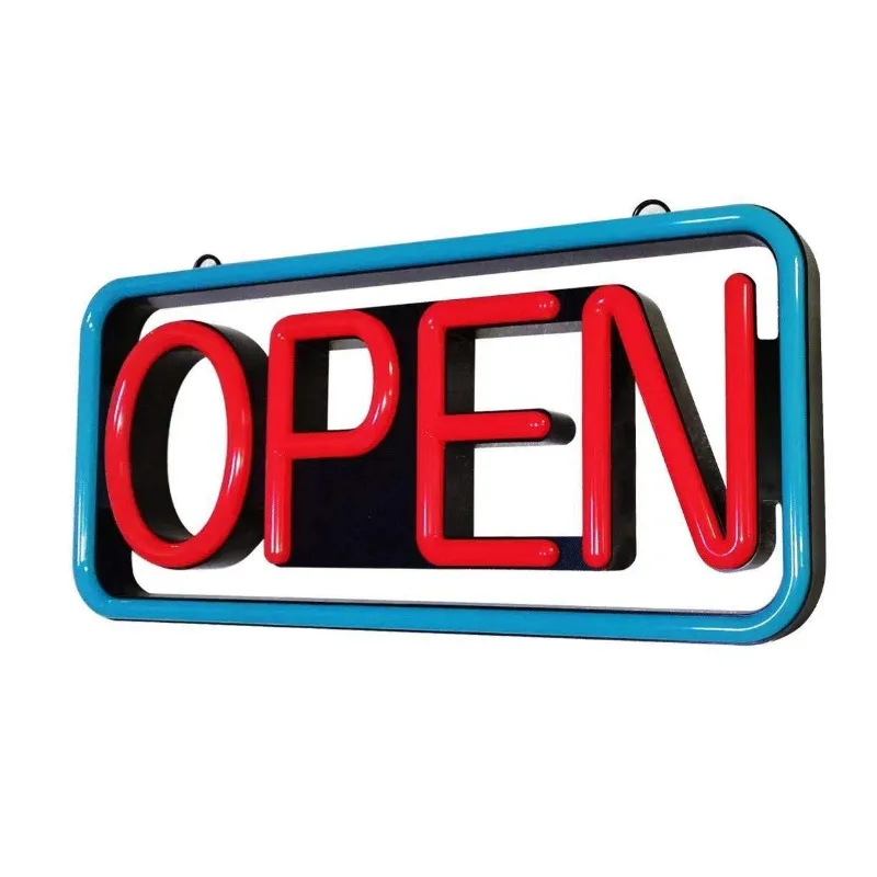 21'' X 10'' Ultra Bright LED Neon Open Sign - Remote Controlled - Get Your Business Seen Day or Night(Blue/Red)