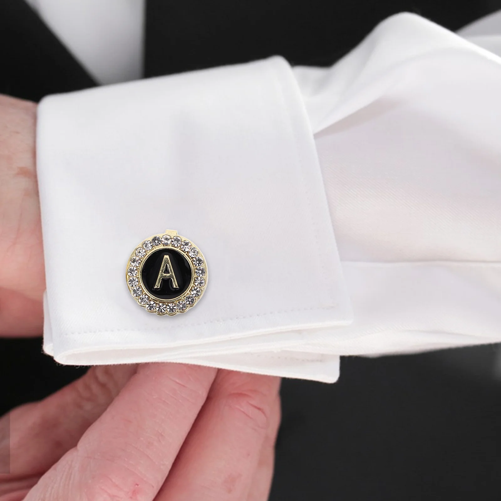 

1 Pair Gold Plated Zinc Alloy Letter A Men Business Shirts Accessories Formal Events Durable Fade Resistant Handpolished Shirt