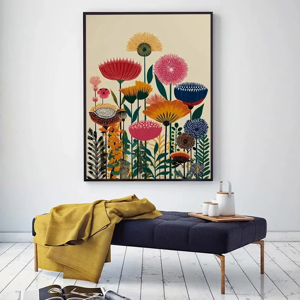 Colorful Botanical HD Wall Art Poster Modern Floral Vibrant Flowers Living Room Bedroom Aesthetic Home Decor Gift