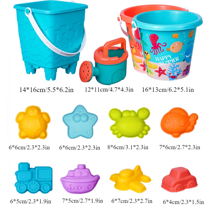 어린이 해변 장난감 세트, 모래 놀이, 파기 도구, 해변 양동이, 어린이를 위한 완벽한 여름 선물, 무작위 색상 및 스타일