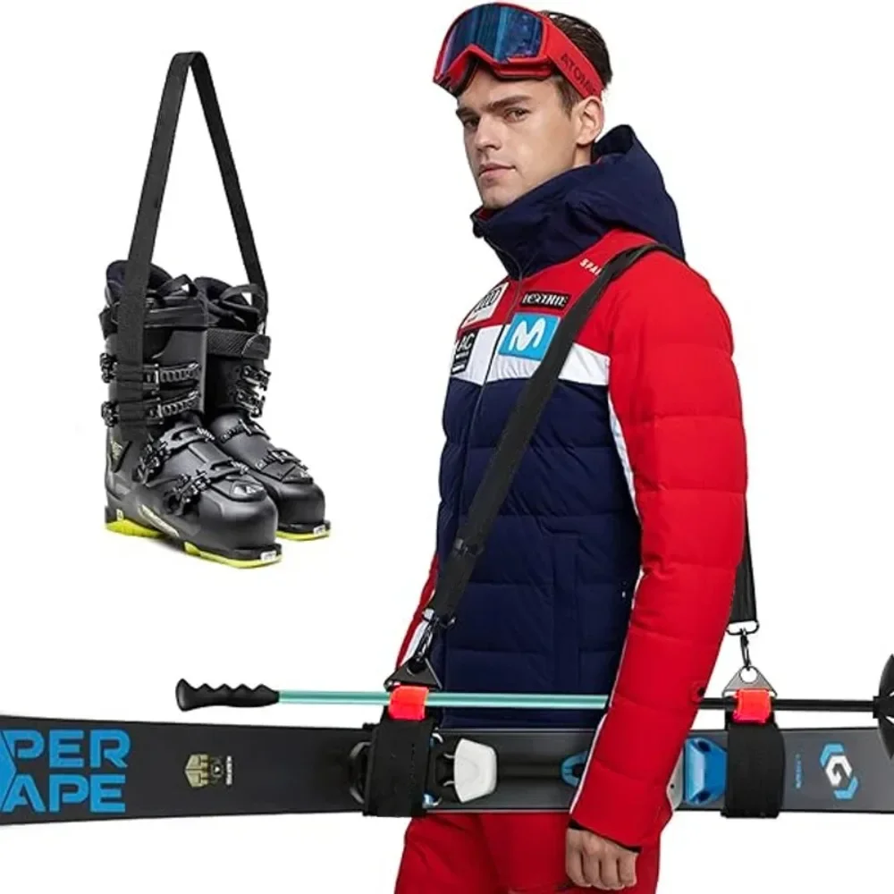 Portable Ski Borad Shoulder Carrier Strap Adjustable Skiing Pole Shoulder Hand Carrier Leash Outdoor Sports Skiing Accessories view 2