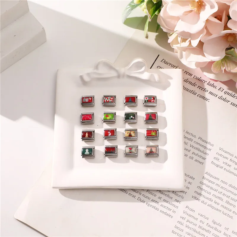 سلسلة عيد الميلاد سانتا كلوز شجرة ثلج وصلات سحرية إيطالية تناسب 9 مللي متر سوار من الفولاذ المقاوم للصدأ للنساء يمكنك صنعها بنفسك هدايا #5