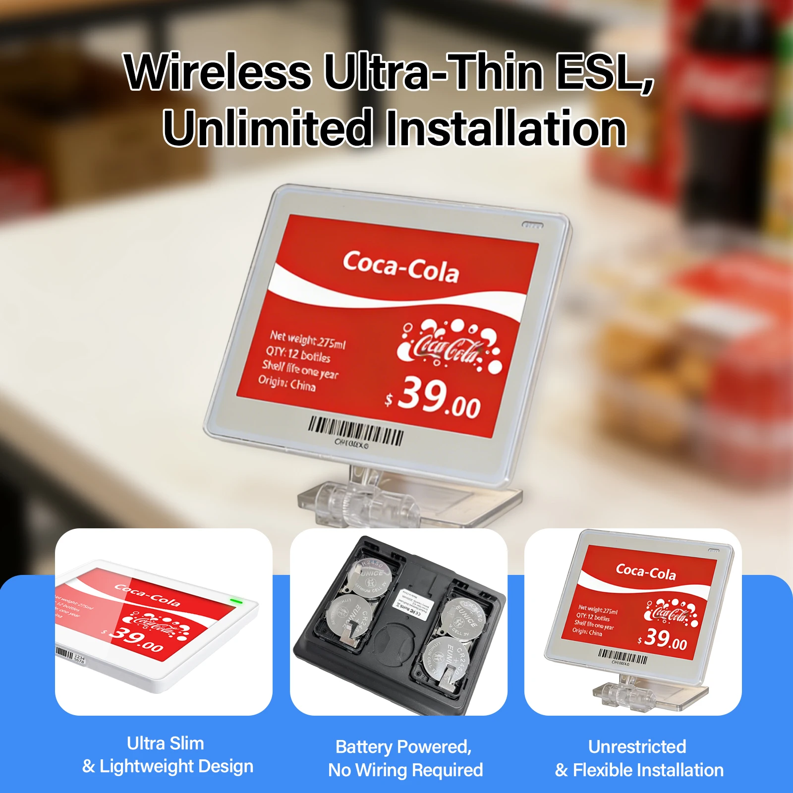 4.2 inch E-Ink Electronic Shelf Label PANDA Large Screen Digital Price Tag for Mobile Digital Store Product Labels