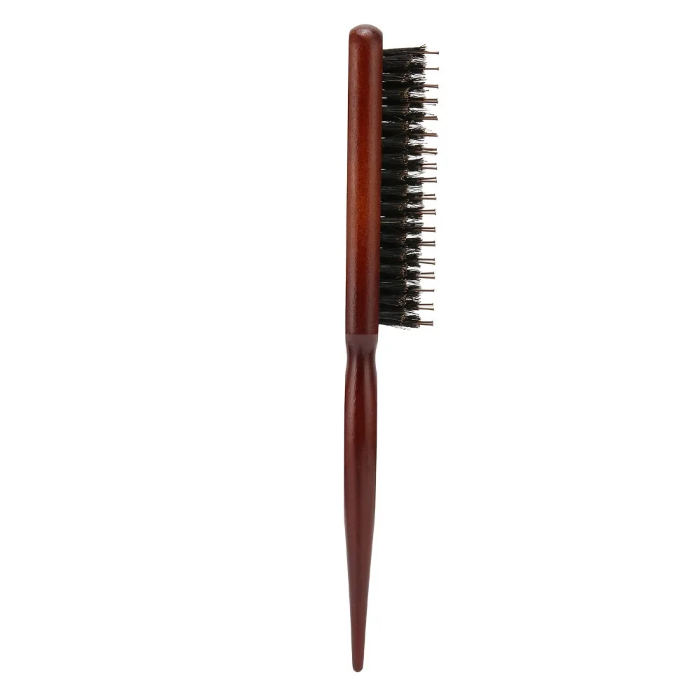 Ergonomic Handle Teasing Brush Nylon Hairs Professional Hair Parting Comb Wooden Handle Curl Defining Brush Salon Use