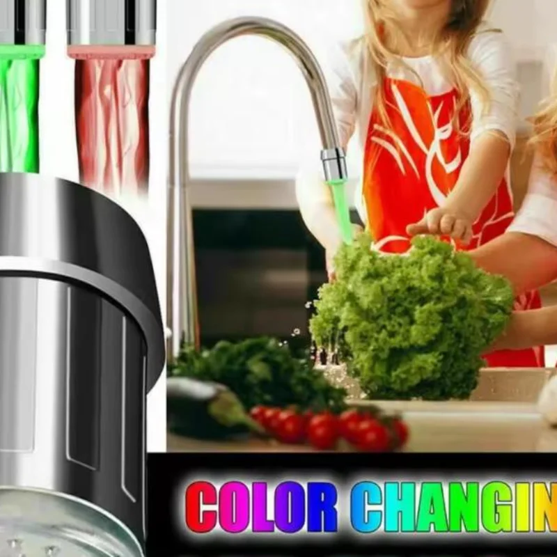 3-Color LED Sensor Faucet Temperature-Sensitive Light Water Saving Stream Light Faucet Aerator Tap Nozzle For Kitchen Bathroom