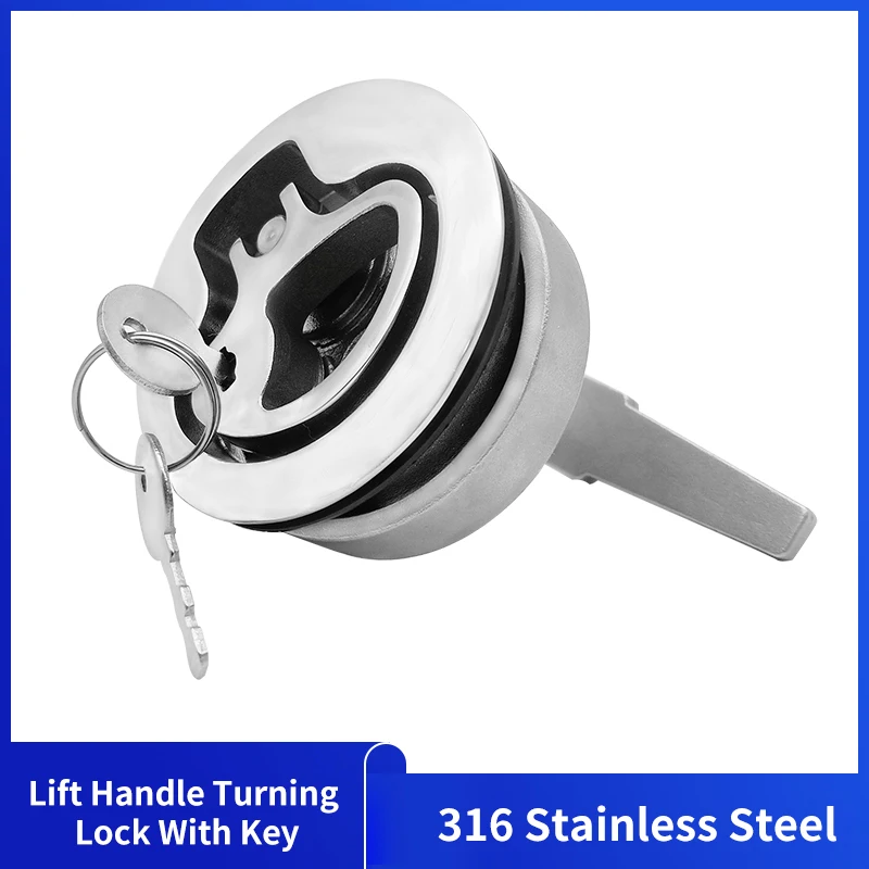 Alastin Marine Hardware 316 Stainless Steel Turning Lock Flush Pull Lift Handle Locker Hatch Latch with Key