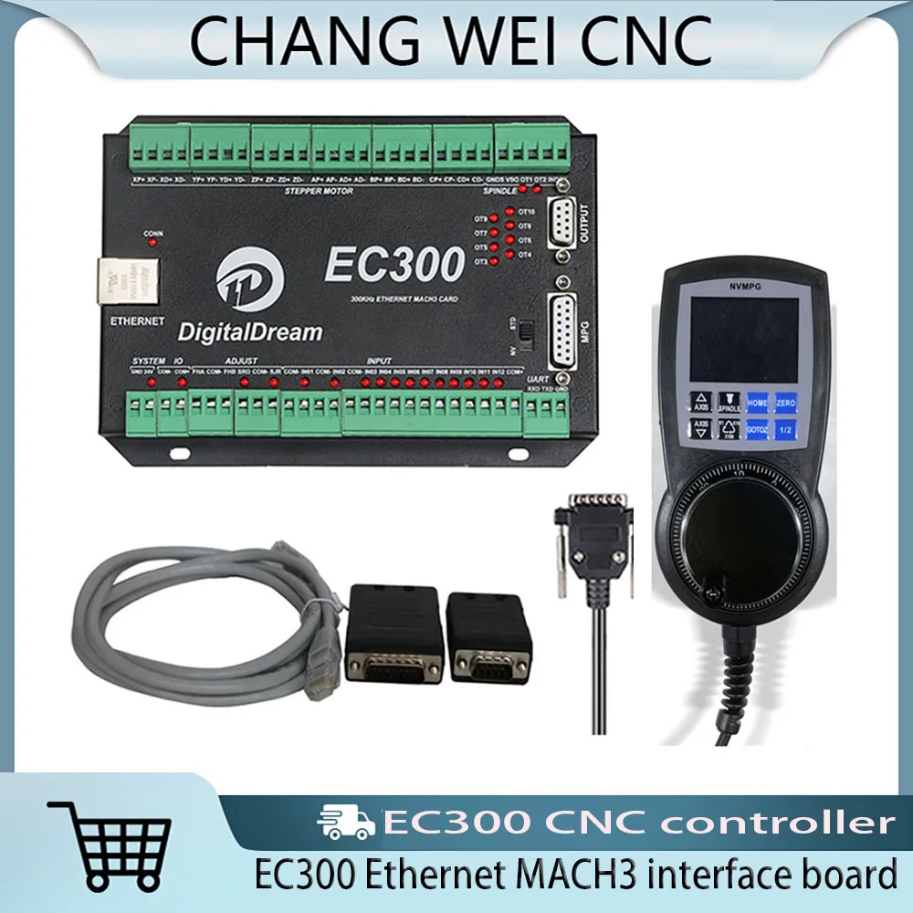 

Ec300 3/4/5/6 Axis Cnc Controller Ethernet Mach3 Control Card With Digital Display Handwheel For Cnc Milling Machines And Lathes