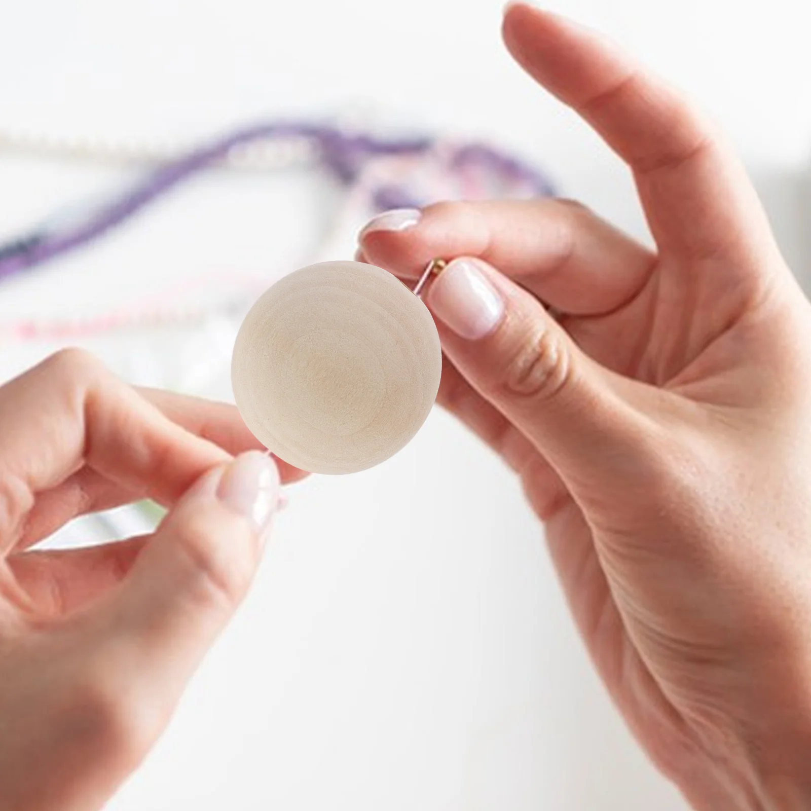 

10 Pcs Large Hole Round Bead Jewelry Beads Making Kit Bracelet Seed Wooden Balls Travel Knobs