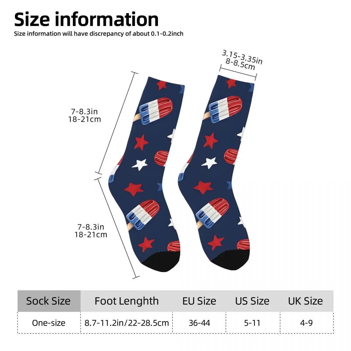 Calcetines de compresión con estampado de polos para hombre, medias Unisex de estilo callejero, sin costuras, Retro, rojo, blanco y azul, novedad, 4 de julio