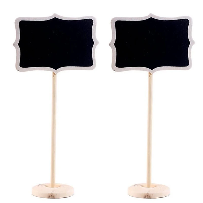 Mini pizarras de madera, estacas de letreros, pizarras con soportes y pegatinas, tablero negro rectangular pequeño, paquete de 20