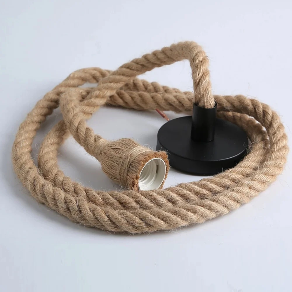 JOYINLED Hemp Rope Pendant Light, Industrial Retro Loft Hanging Lamp with E27 Socket for Edison LED Bulbs, Cafe Bar Living Room