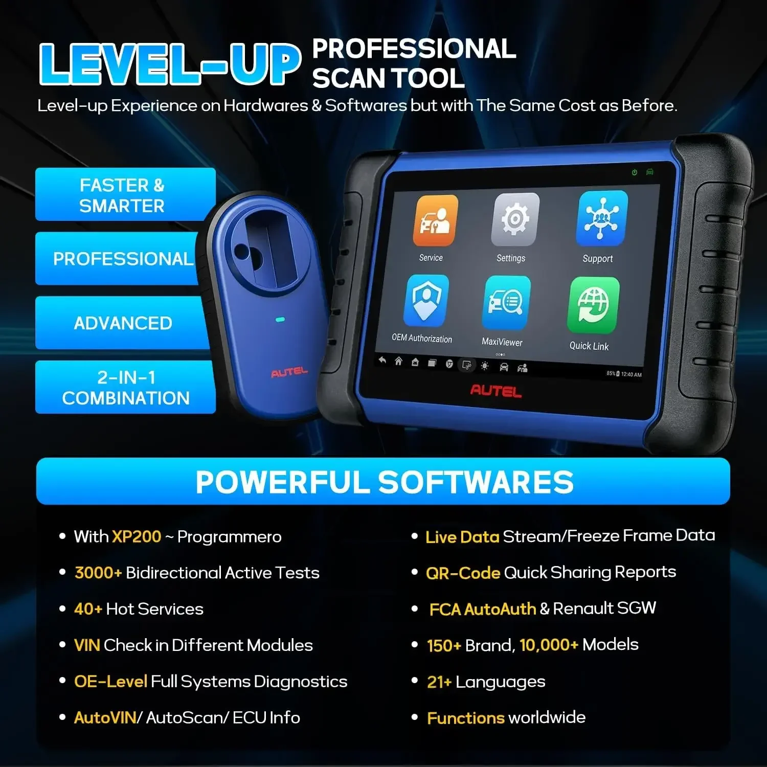 Autel Scanner IM508S OBD2 Scanner, 40+ Service, All System Diagnostic Tool | 2026 Bidirectional 3000+ Active Test, with XP200 Programmer, Smart & Expert Mode, Up of MK900BT MK808S MX808S, FCA AutoAuth