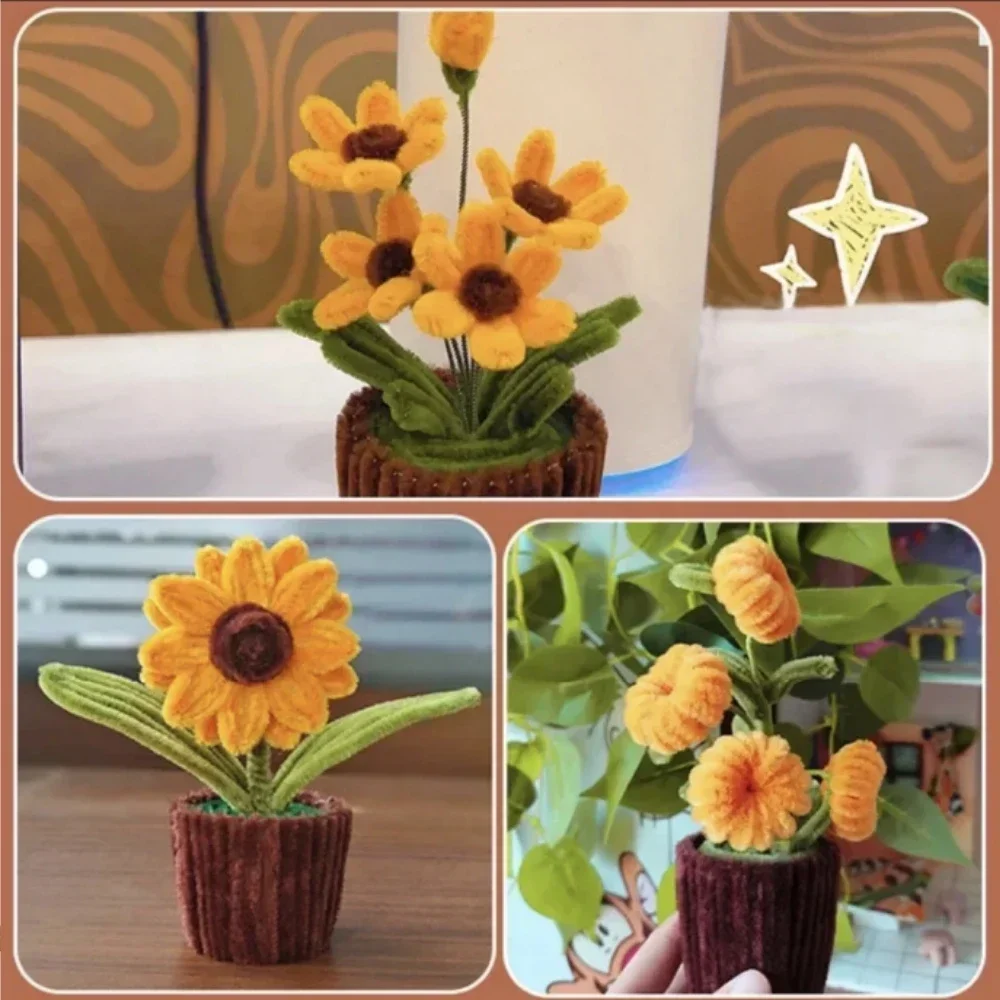 100/300pcs Pipe Cleaners Chenille Stem Craft Flower Supplies,  3 Colors Pipe Cleaners Set for DIY Art and Craft Decorations view 6