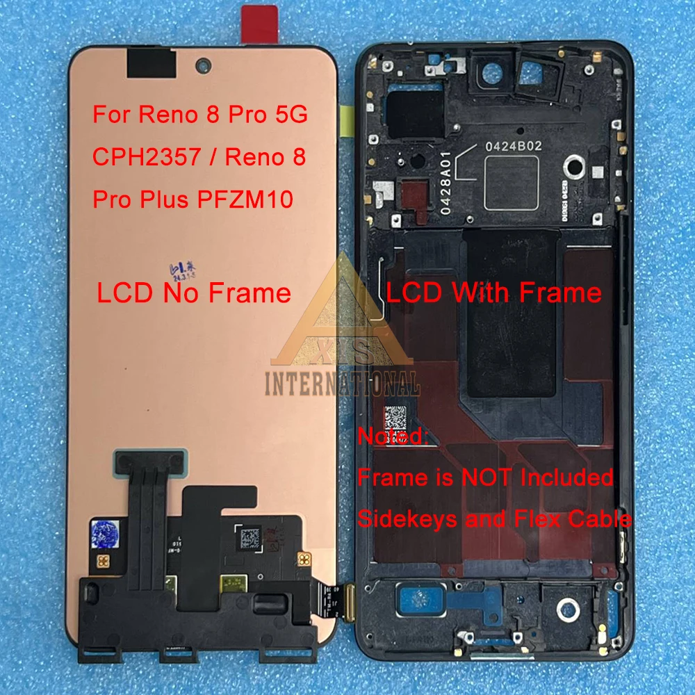 Original Amoled For Oppo Reno 8 Pro Plus PFZM10 LCD Display Reno 8 Pro China PGAM10 Touch Screen For Reno 8 Pro 5G CPH2357 Frame