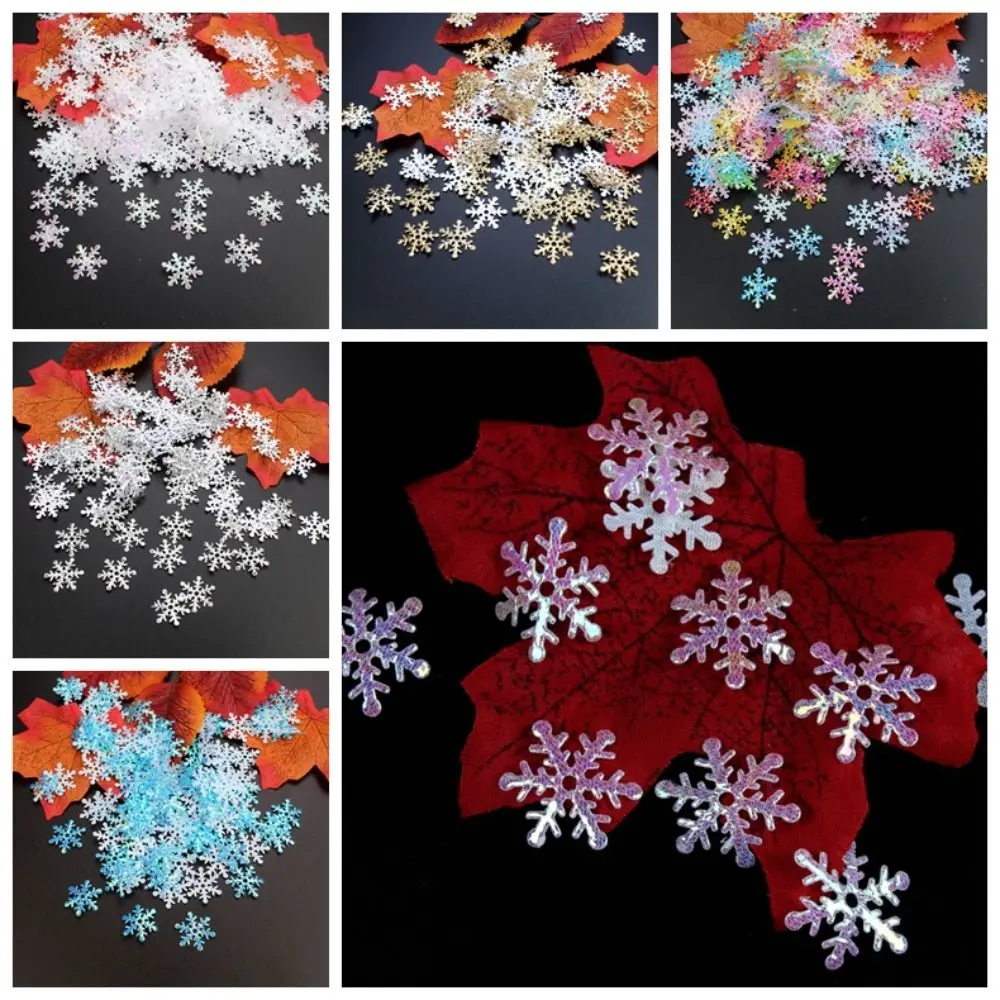 Divertidos copos de nieve navideños multicolores, confeti con purpurina, copos de nieve artificiales DIY, 1,5 cm/2cm/3cm, lentejuelas de copo de nieve para boda