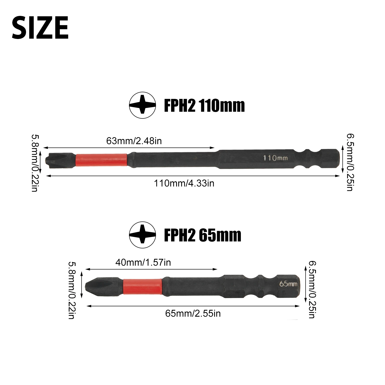 Slotted Cross Screwdriver Bits FPH2 HRC63 ° Magnetic 6 Pcs/set 65mm/110mm Alloy Steel Anti Rust For Circuit Breakers