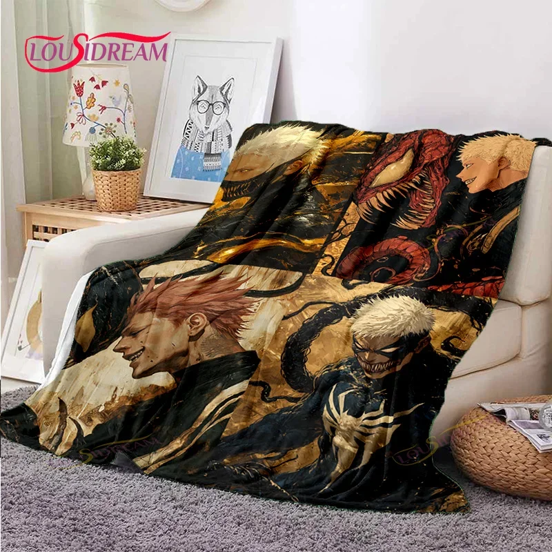 Cartoon J-Jujutsu Anime Dark golden Itadori yuji soft throw blanket bedding flannel living room/bedroom warm blankets home gift