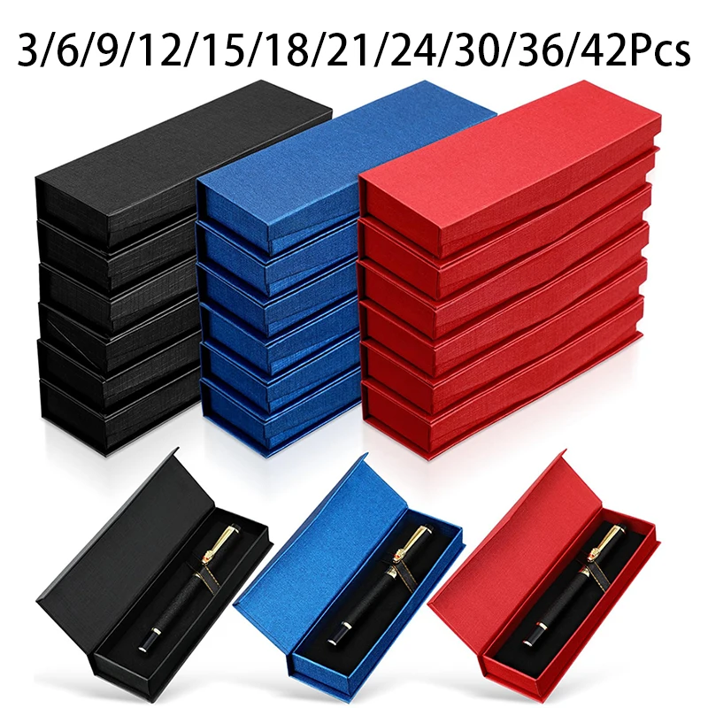 

3-42Pcs Pen Box Simple Design Luxury Black Case Box For Gift Pen