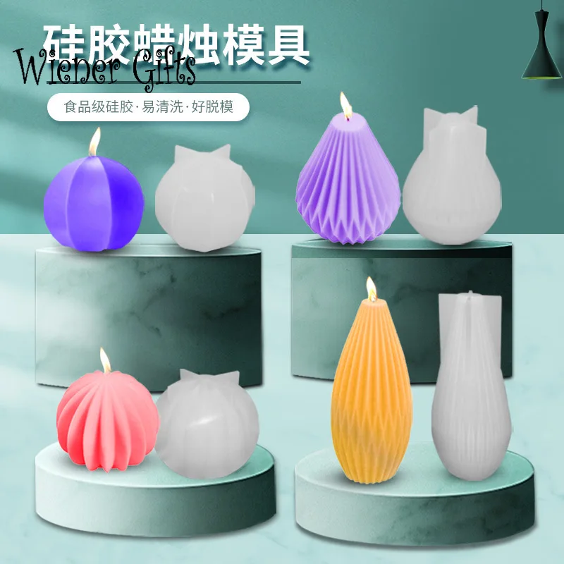 

Diy Scented Candle Mold Handmade Plaster Ornament Vase Fan-shaped Pear-shaped Lantern Shape s