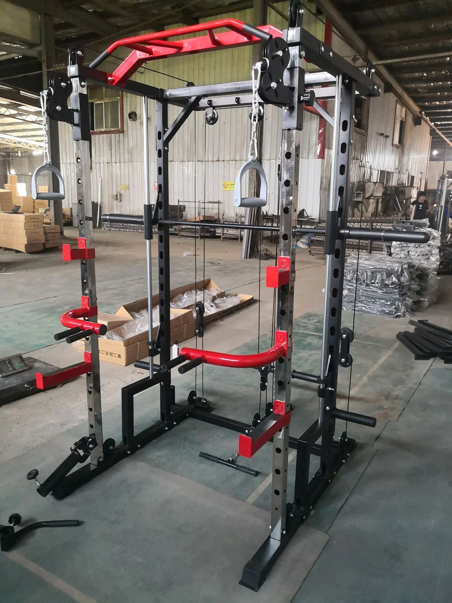 Hom Gym Fitness Equipment Heavy Duty Free Weights Multifunction Adjustable Strength Cage Deep Squat Rack Cross Smith Machine
