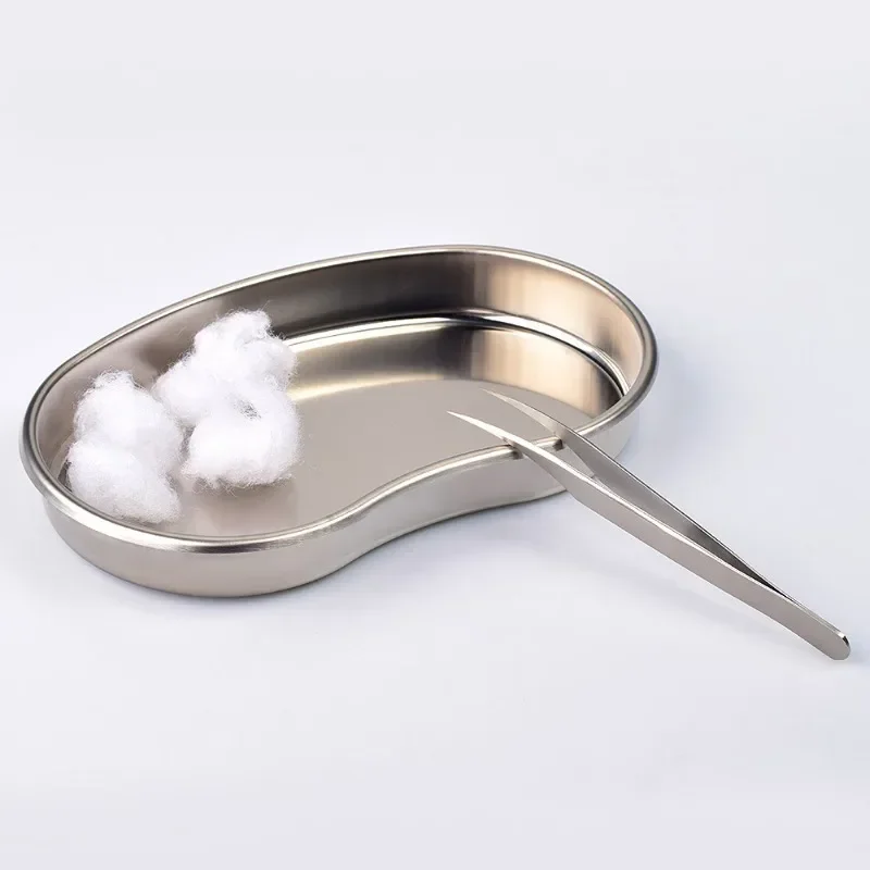 Medical Dental Stainless Steel Kidney Shaped Tray, Sterilized Container Jar Pot Tweezers Tattoo Surgical Cosmetic Supplies