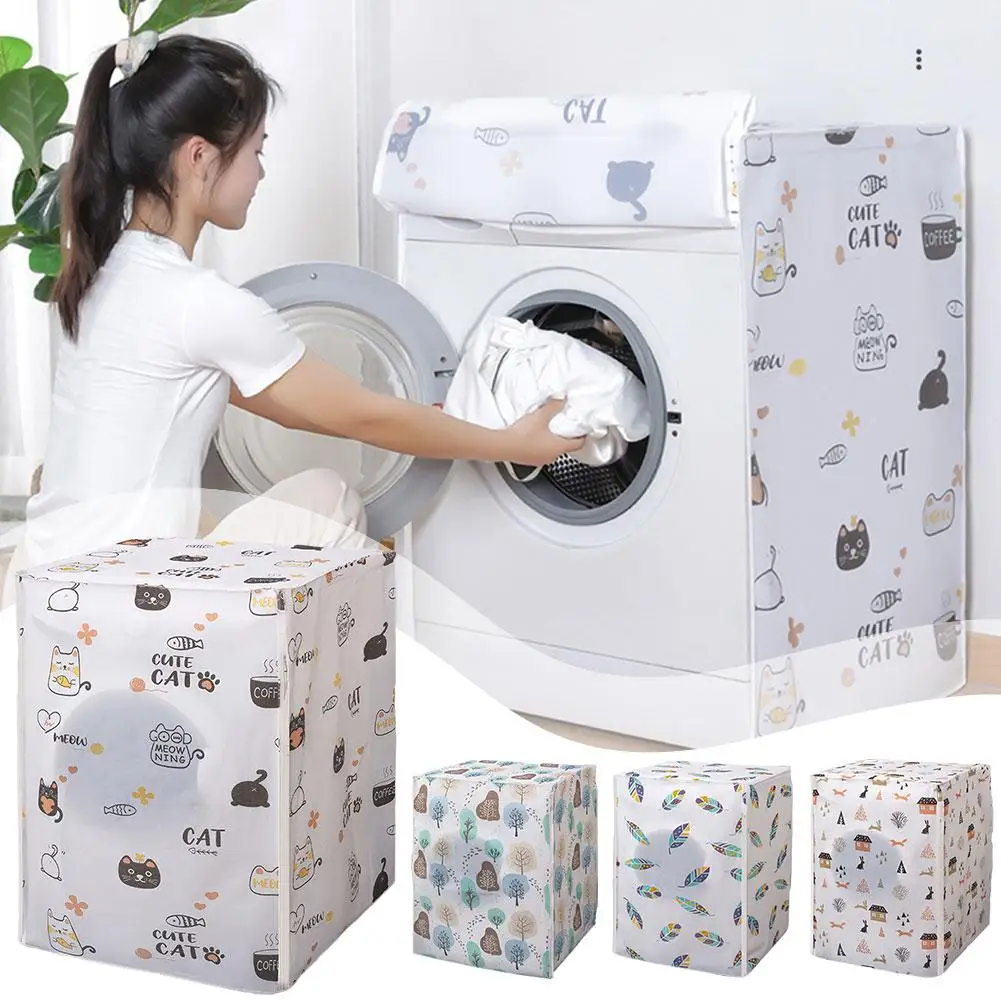 Washing Machine Covers Dustproof Protective Equipment Print To Cartoon Cover Practical Clean Waterproof Easy Design Househo A2D1