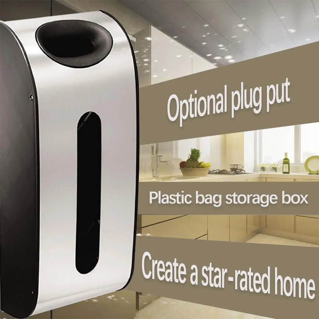 Brushed Grocery Bag Dispenser Rustproof Wide Opening Savers Wall Mount Plastic