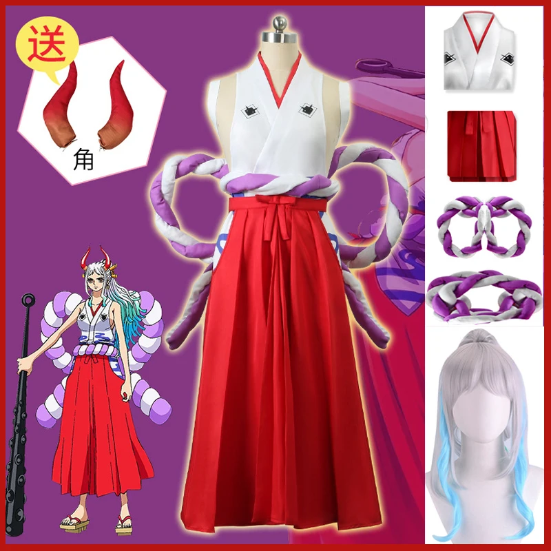 

Anime Piece Pirate Yamato Cosplay Costume Vest Pant Wig Kimono Dress Adult Outfit Carnival Party Yamato Nico Robin Women Uniform