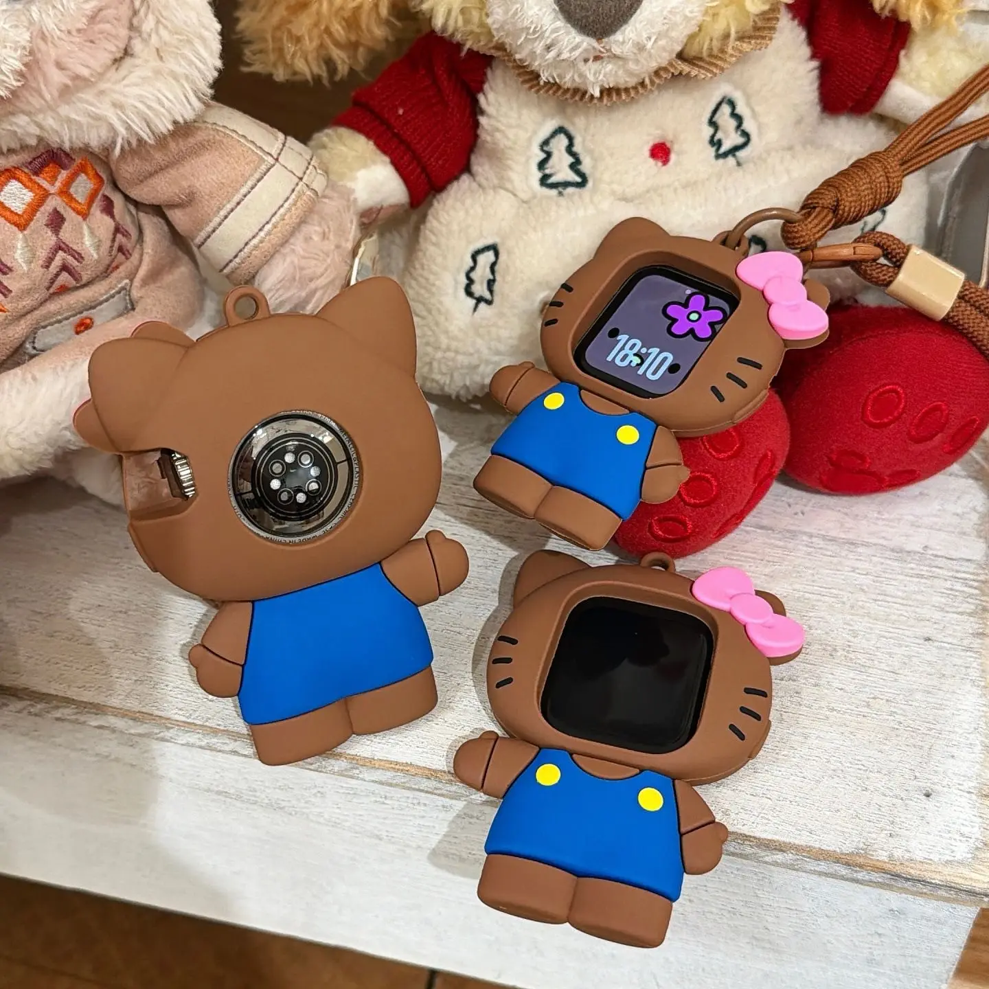 Anime Sanrio Black Skin Hello Kitty Silicone Watch Band For Apple Watch Series 1-8 S10 SE3 Iwatch Ultra2 Cute Cartoon Lovely New