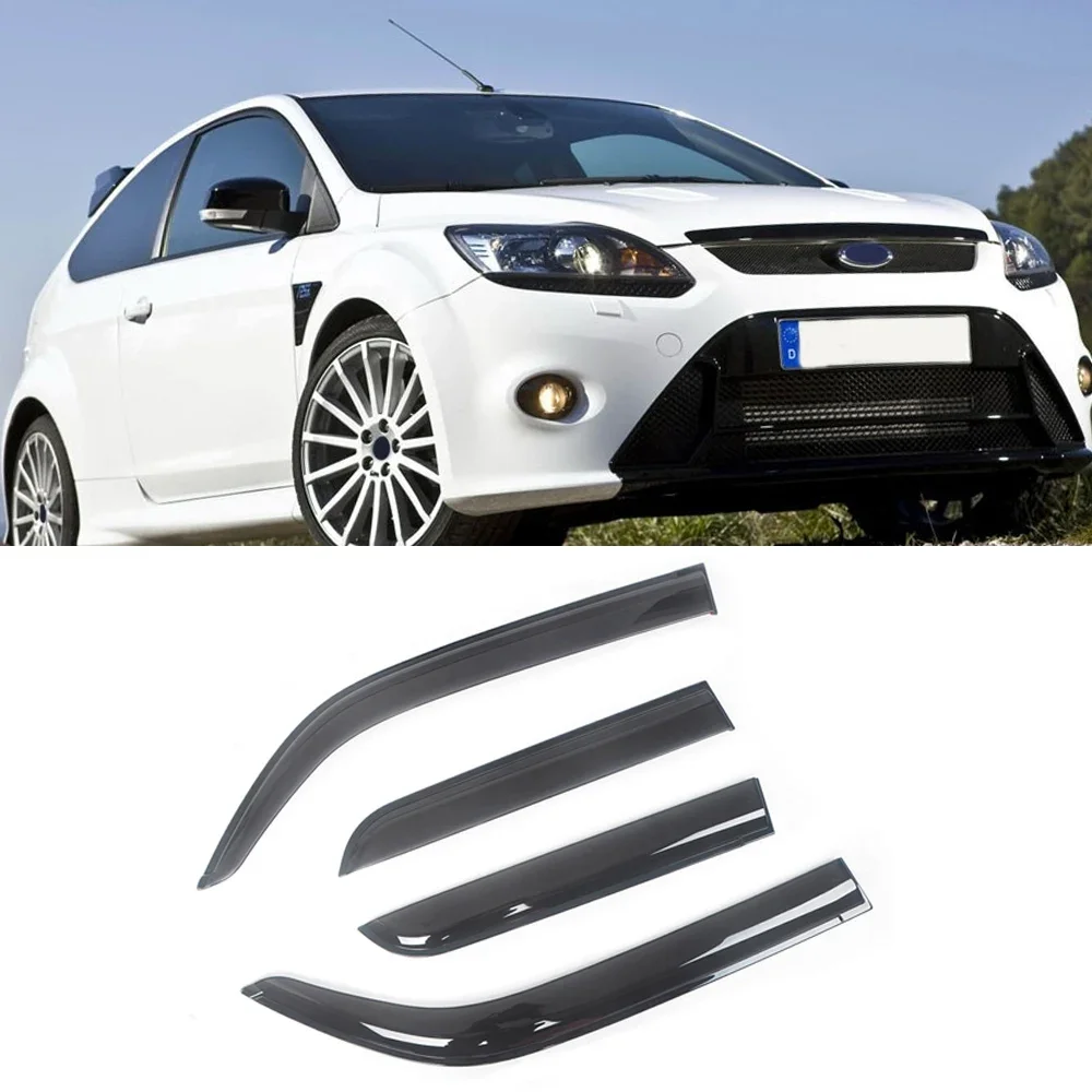 For Ford Focus MK1 MK2 MK3 2000-2018 Auto Side Window Wind Deflectors Visors Black Rain Guard Door Shades Dark Smoke Ventvisor