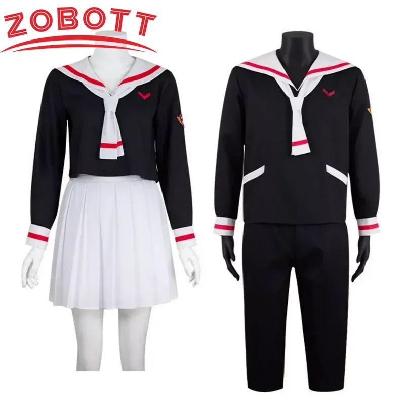 Anime Card Captor Sakura Card Captor Kinomoto Sakura Li Syaoran costume cosplay uniforme scolastica uomo donna campus vestito da marinaio