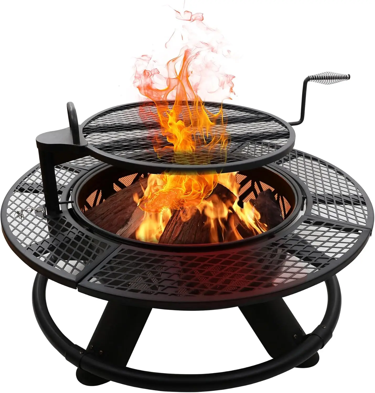 

Red Mountain Valley 47"" Fire Pit With Adjustable Grill, Outdoor Fireplaces, Large Wood Burning Patio Fire Pits For Outside,