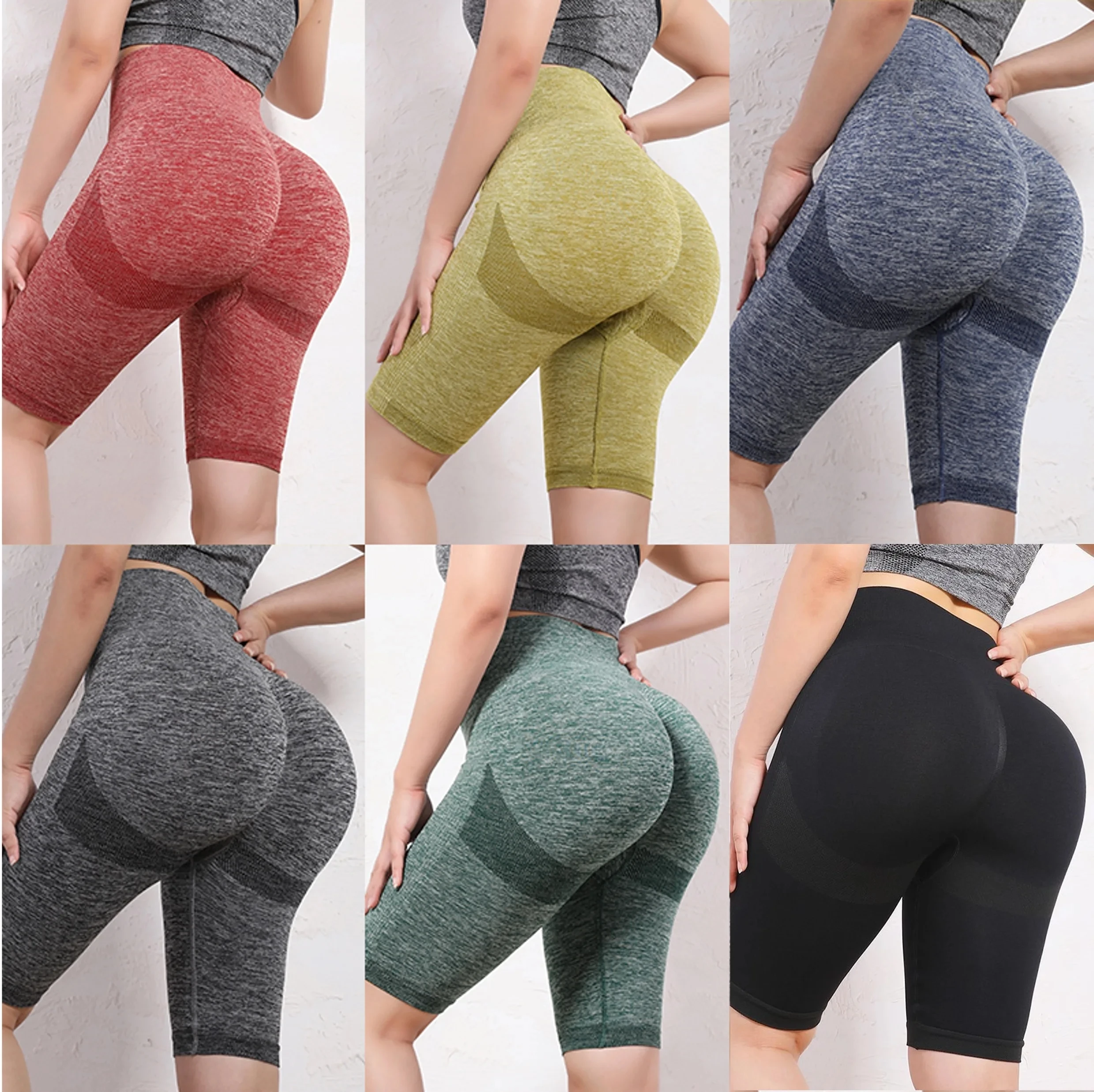 Women Butt Lifting Yoga Shorts Elastic Workout High Waist Tummy Control Ruched Booty Pants Seamless Gym Compression Tights