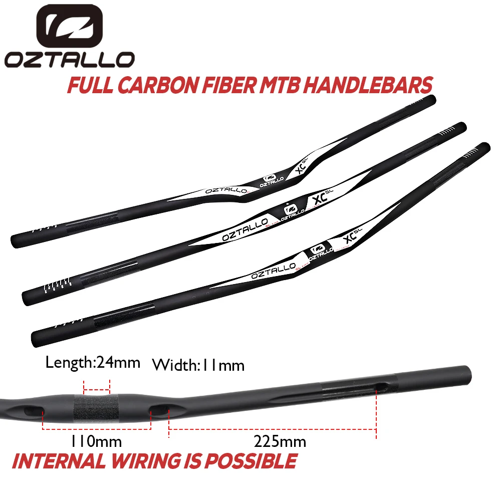 

OZTALLO carbon fiber MTB handlebars, bicycle handlebars, internally cabled handlebars, 31.8mm, 9°/Rise/Flat, bicycle accessories