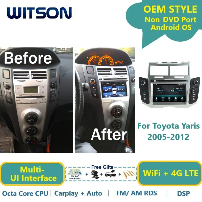 

WITSON Android 13 Auto Stereo For Toyota Yaris 2005-2012 Car Raido GPS Navi Carplay Multimedia WiFi Vehicle Head Unit