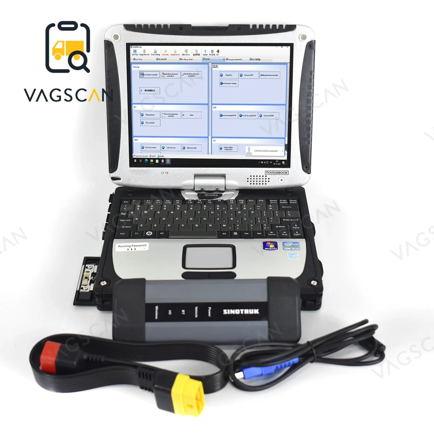 For HOWO SINOTRUK Diagnostic Tool Cnhtc Chinese Truck  Heavy Duty For HOWO A7/T7H/Sitrak software Diesel Engine  CF19 Laptop