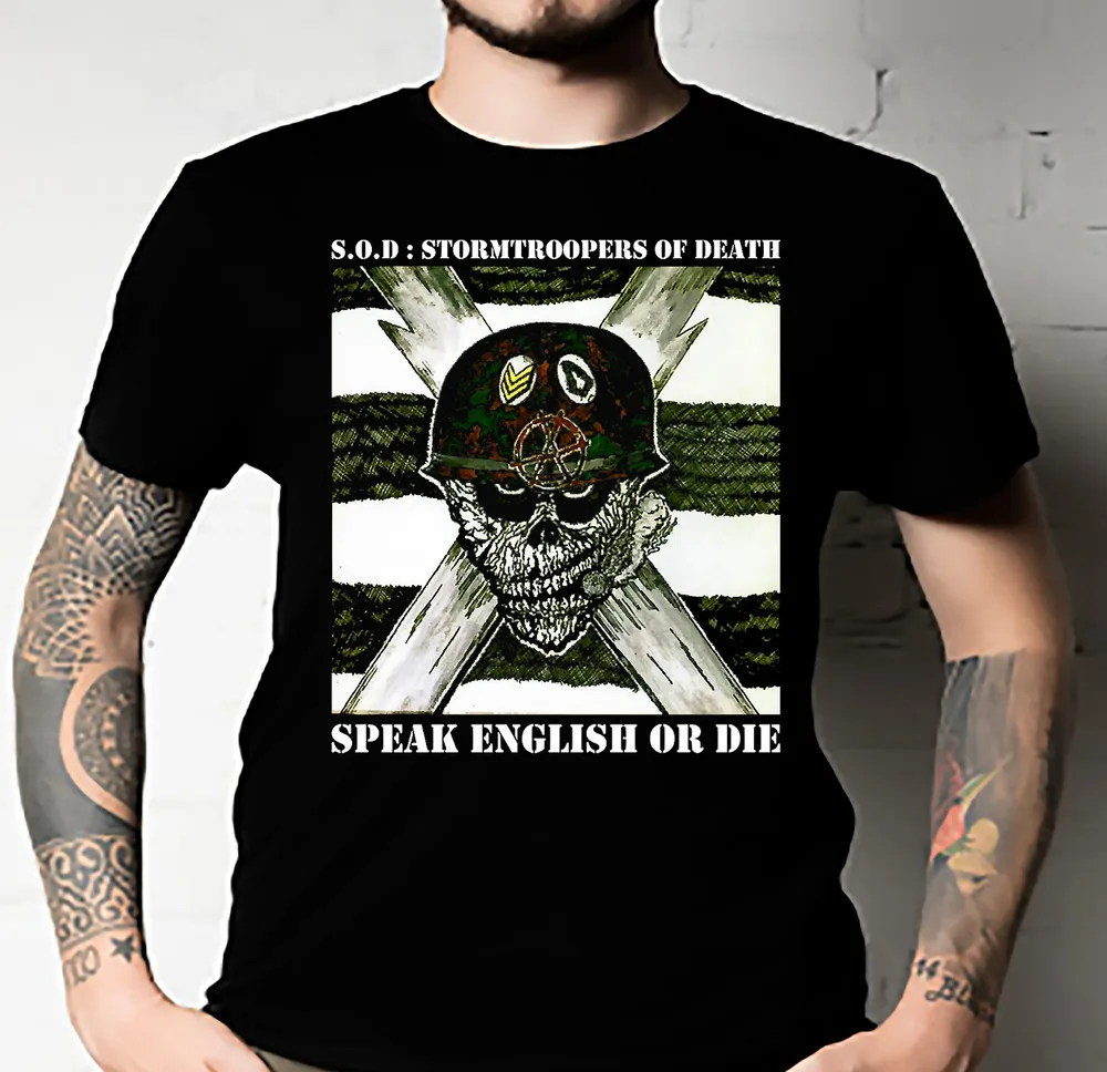 S.O.D stormtroopers of death Classic speak english or die T-Shirt Unisex Y2K tops Unisex Summer Short Sleeve