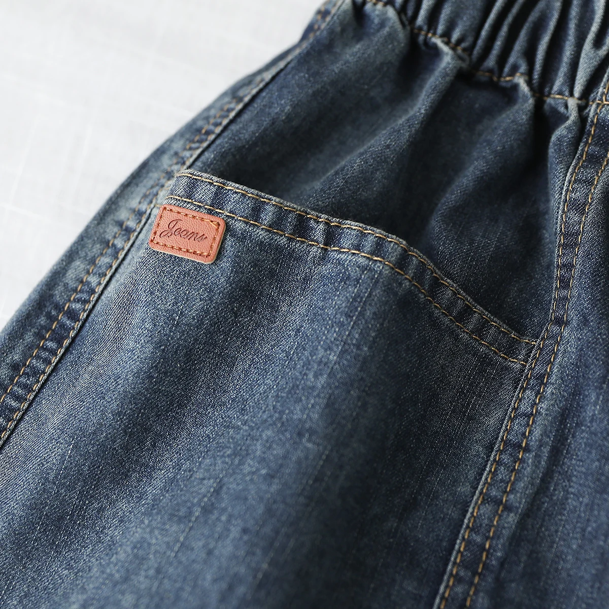 Summer New Washed Cotton Denim Pants Women's Vintage Five-Point Loose Wide-Leg Shorts High Waist Regular Thickness Light Color