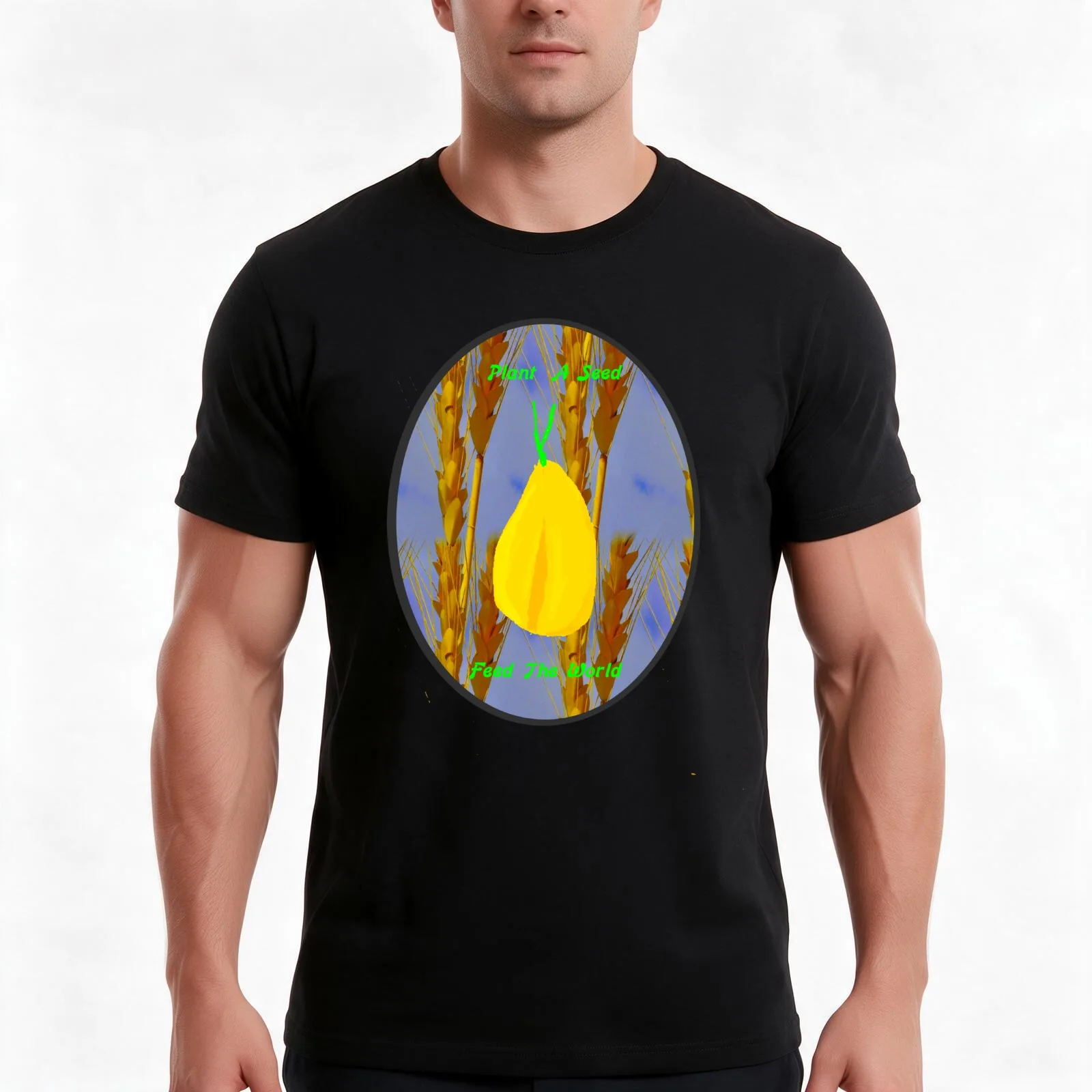 Plant A Seed..Feed The World T-Shirt, Summer Casual Cotton Tee, Oversized Streetwear Tops, Vintage Graphic Print, 100% Cotton