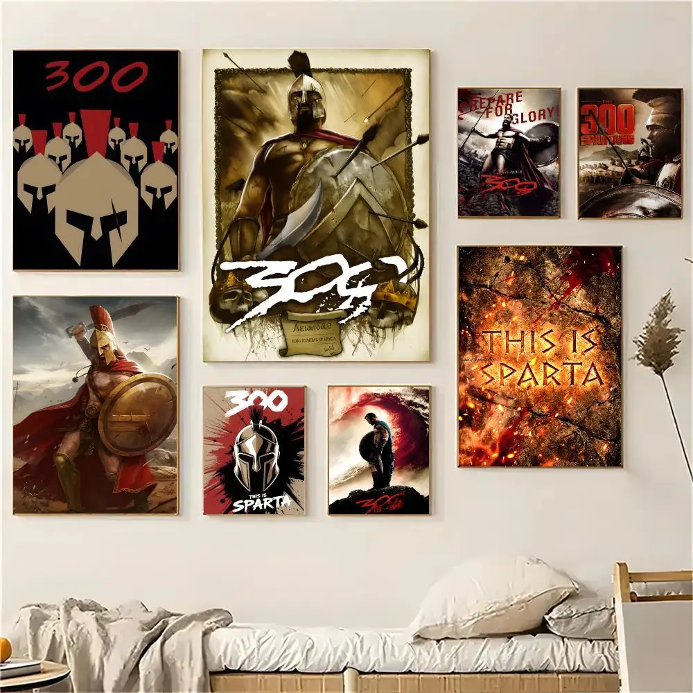 300 Sparta warrior wall art Poster Self-adhesive Advanced Aesthetic Printing Paper Wall Art for Living Room Home Decor