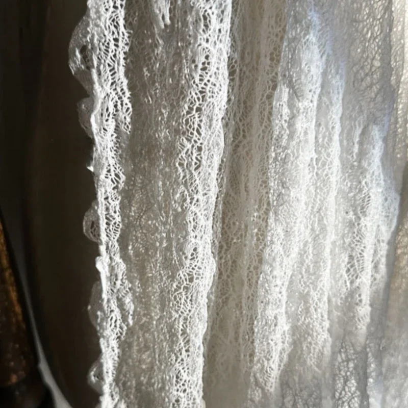 Retro Hollow Perspective Three-dimensional Lace with Irregular Texture Super Soft White Fabric DIY Designer Fabric