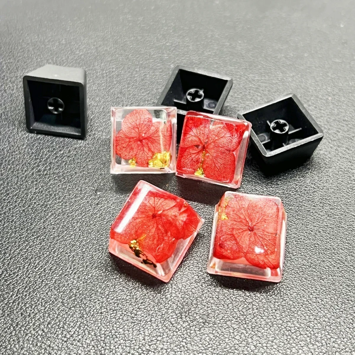 Persoonlijkheid Aangepaste ambachtelijke diy hars transparant Leuke kleurrijke bloem Keycap Ambachtelijke keycaps handwerk Key cap