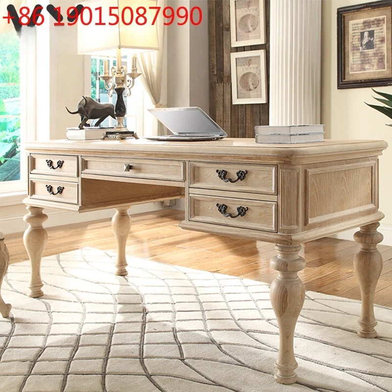 

Solid wood simple home desk, writing desk can be customized with retro decoration